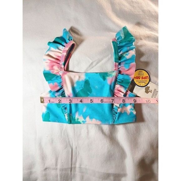 Tucker + Tate Girls Top Swimwear Size‎ 4 UPF 50+ Blue Pink Tie Dye Butterflies - Picture 4 of 5